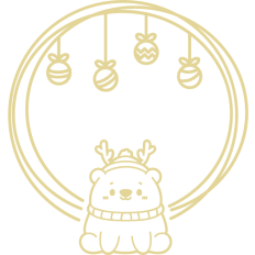 cute circular gold bear christmas frame