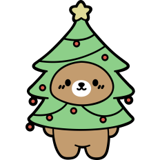 cute bear in christmas tree costume