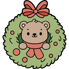 cute bear in a christmas wreath
