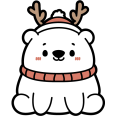 cute bear with reindeer antlers
