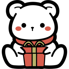 cute polar bear with christmas present