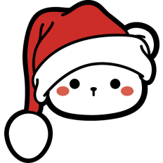 cute polar bear face with santa hat