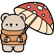 cute bear under a mushroom umbrella