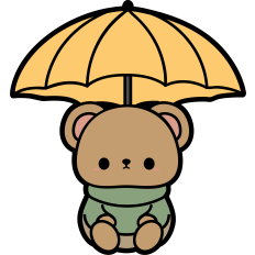 cute bear under umbrella 
