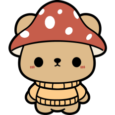 cute fall bear with mushroom hat