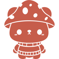 cute fall bear with mushroom hat silhouette