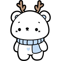 cute christmas polar bear with reindeer antlers