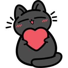 cute black cat with heart