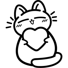 cute cat with heart lineart