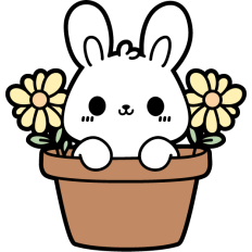 cute bunny in a daisies pot