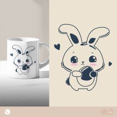 Easter Bunny with Egg Silhouette Cut File