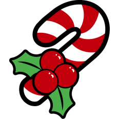 cute candy cane with mistletoe