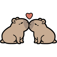 cute capibara couple in love