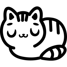 simple minimal sleeping cat lineart