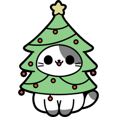 cute funny cat in a christmas tree costume