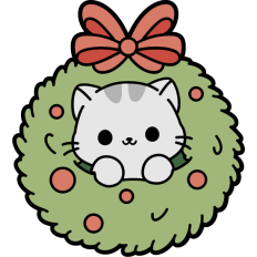 cute cat in a christmas wreath