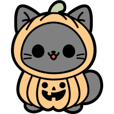 cute cat in pumpkin costume