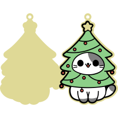 cute kitten in christmas tree costume gift tag