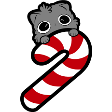 cute kitten on a candy cane