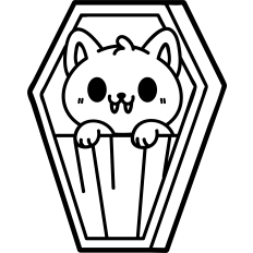 cute vampire cat into coffin lineart