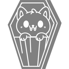 cute vampire cat into coffin silhouette