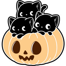 cute black cats in a pumpkin