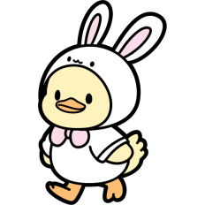cute duckling in bunny costume