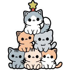 cute christmas tree made of kittens