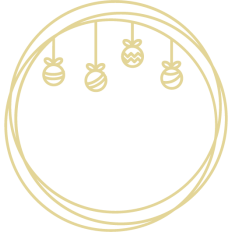 circular gold christmas frame with decor