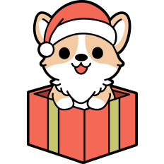 cute christmas corgi in a gift box