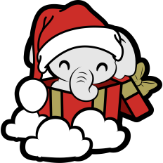 cute christmas elephant in a gift