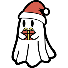 cute christmas ghost with present