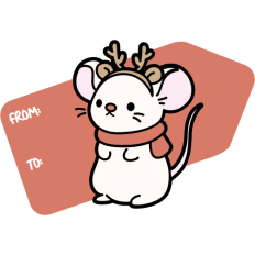 cute christmas tag with reindeer mouse