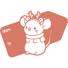 cute christmas tag with tiny mouse 