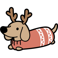 cute christmas dachshund with reindeer antlers