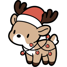 cute reindeer tangled in christmas lights