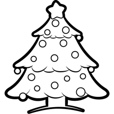 christmas tree lineart decorated