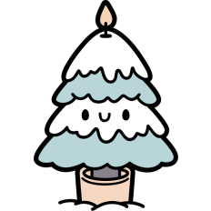 cute candle christmas snowy tree