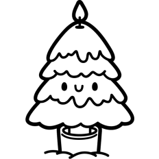 cute candle christmas tree lineart