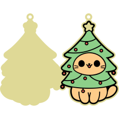 cute cat in a christmas tree costume gift tag