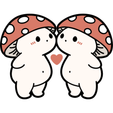 cute mushroom couple in love