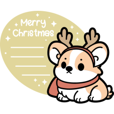 cute christmas card with cute corgi
