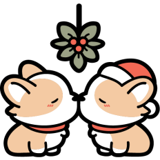cute christmas corgis kissing under the mistletoe