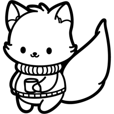 cute cozy fall fox lineart