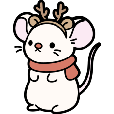 cute christmas mouse with reindeer antlers
