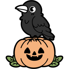 cute crow on a pumpkin