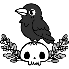 cute crow on a skull