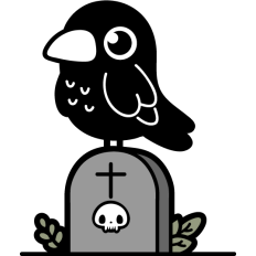 cute crow on a tombstone