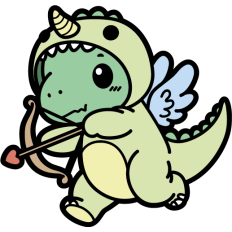 cute dinosaur cupid in a dragon costume