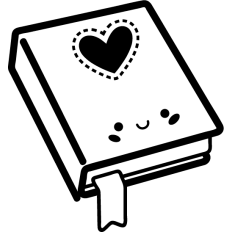 kawaii book lineart